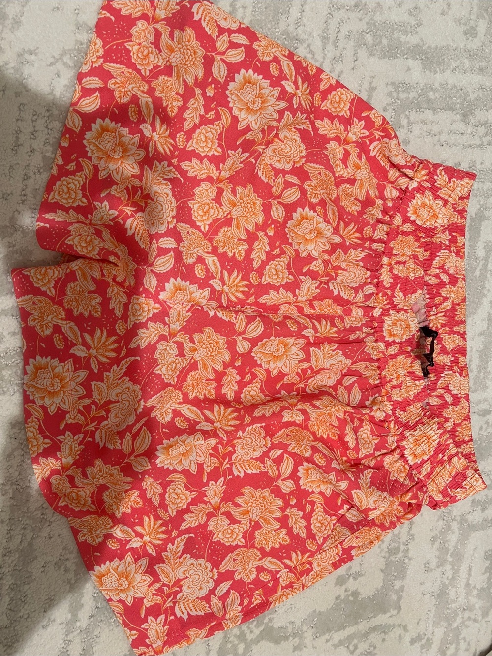 French Connection Coral Pink Floral Pull-On Shorts